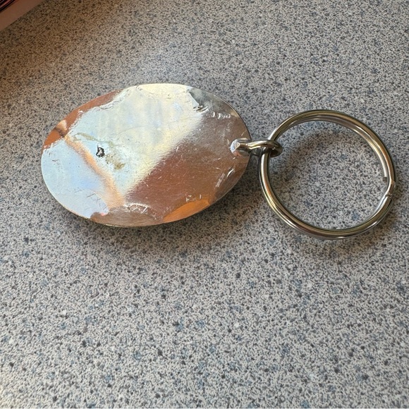 Vintage unsigned 90s silver tone faux turquoise coral angel keychain ring NWOT - Picture 7 of 8